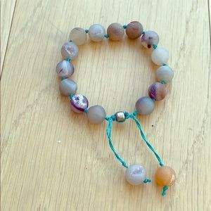 Purple and orange agate stone mala bracelet